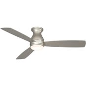 Fanimation Hugh 52" 3 Blade Hugger Indoor / Outdoor Ceiling Fan - Remote Control and LED Light Kit Included Brushed Nickel
